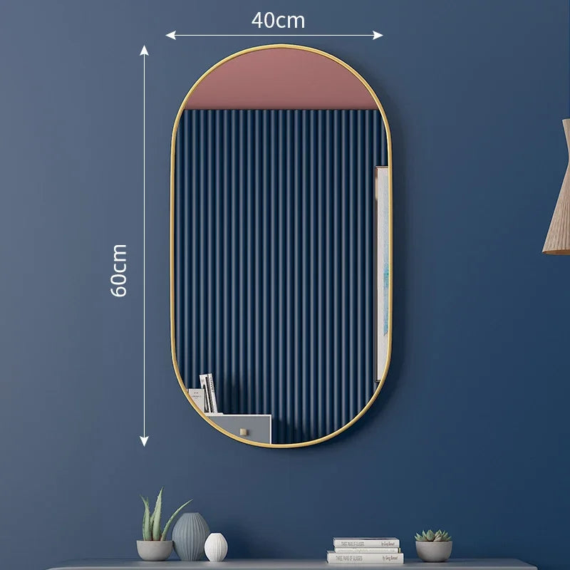 miroir ovale doré mural pour salle de bain et maquillage