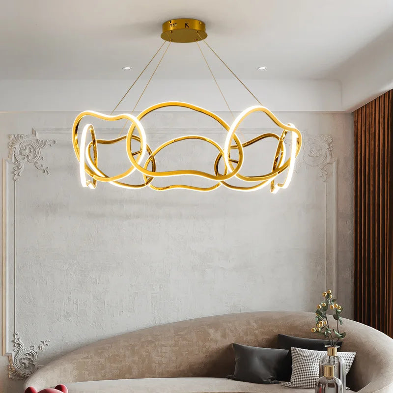 lustre moderne 	 avec lampes led suspendues en silicone