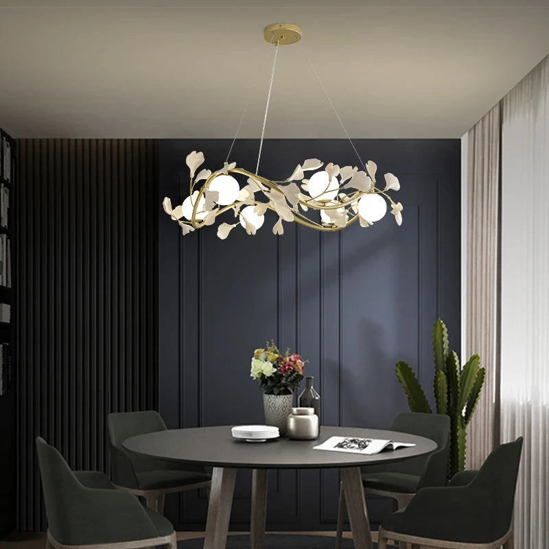 suspension lumineuse en verre design nordique ginkgo moderne