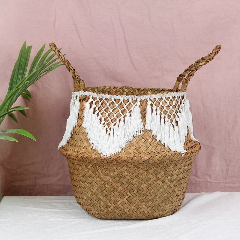 panier en osier tressé pour rangement et décoration polyvalente