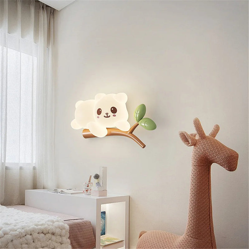 applique murale singe cartoon lumineuse pour chambre d'enfants