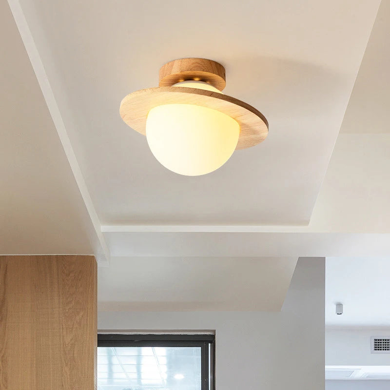 plafonnier led en bois massif design minimaliste moderne