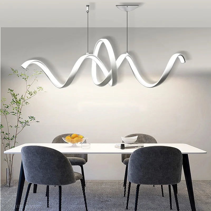 suspension LED en aluminium forme de s décorative
