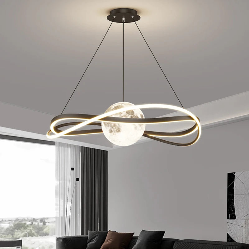 lustre led nordique minimaliste pour grand hall d'art