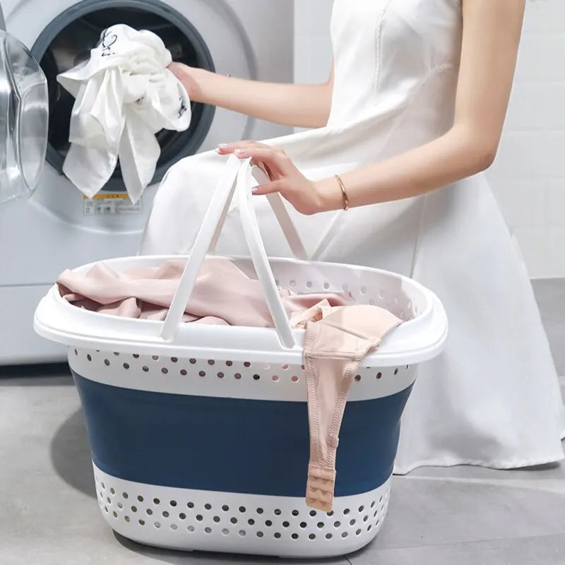 panier à linge pliable en plastique pour rangement à la maison