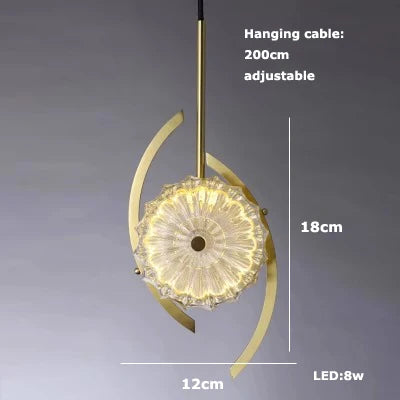 suspension en verre cristal art déco avec éclairage led