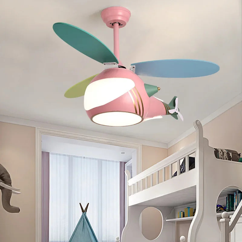 ventilateur créatif hélicoptère pour chambre d'enfant décorative