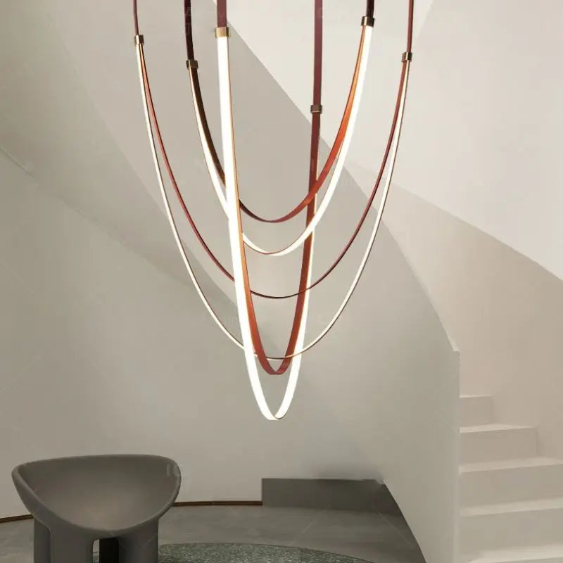 lustre post-moderne minimaliste créatif en bande pour intérieur contemporain