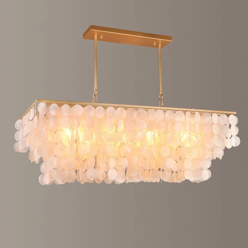 2024 Modern simple living room Scandinavian shell dining room romantic light luxury checkroom B&B rectangular suction chandelier