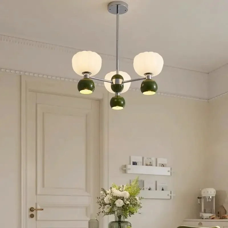 lustre design luxe français avec lampes led citrouille