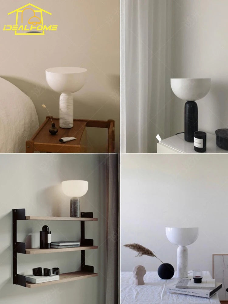 lampe de table champignon design danois en marbre lumineux minimaliste