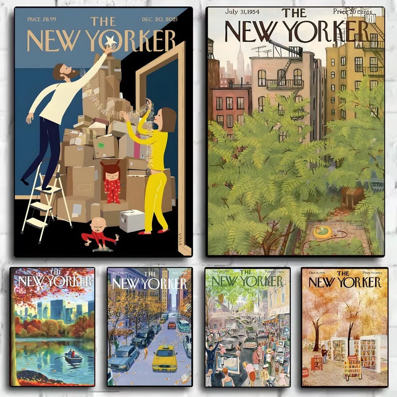 affiche new yorker autocollant mural décoratif étanche esthétique