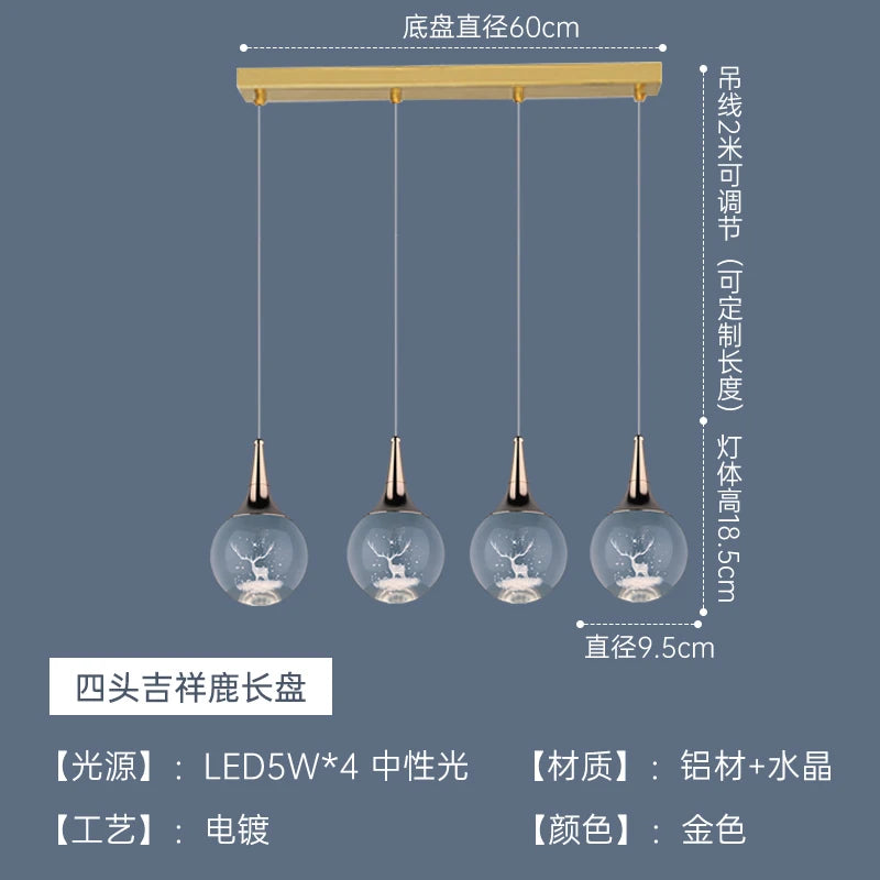 lustre moderne en cristal pour décoration intérieure animaux