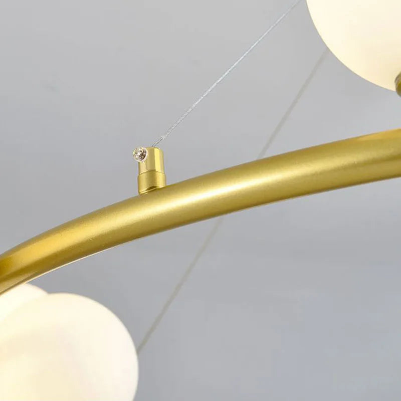 lampe suspendue nordique avec boule de verre et anneau mat réglable