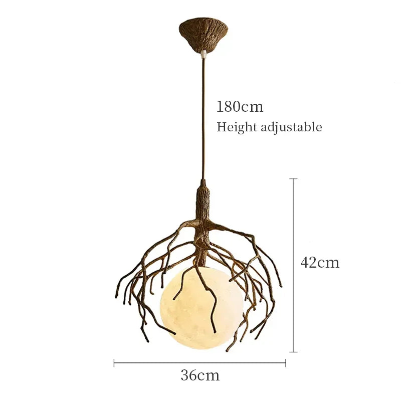 lustre suspendu en forme de branche d'arbre à led décor rétro