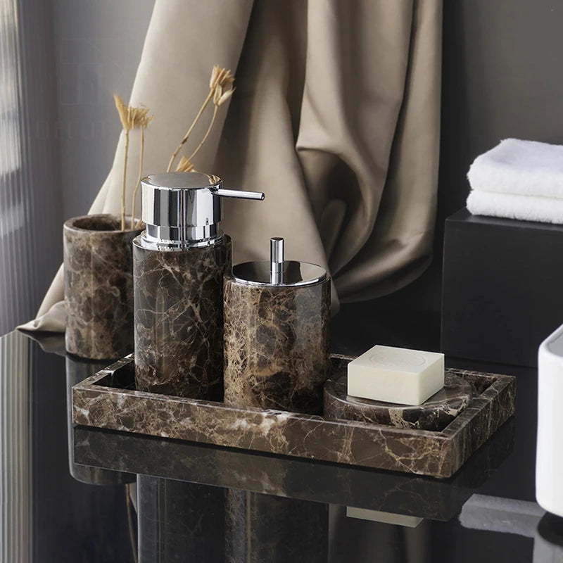 accessoires de salle de bain en marbre naturel ensemble luxe