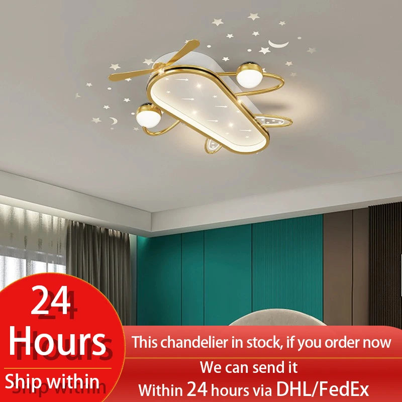 Gold/Black LED Living Room Ceiling Light, RC Dimmable for Kitchen Boys Room Home Decor, Star Decorative Lights.