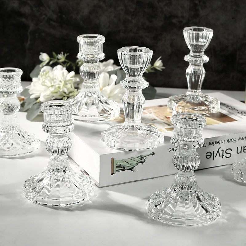 bougeoir en verre transparent pour dîner mariage et photographie