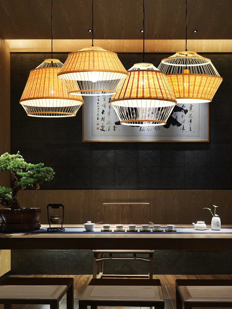 nouveau suspension luminaire en bambou pour restaurant hôtel
