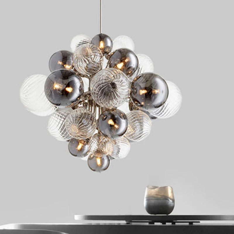 lustre nordique créatif en fer et bulles de verre 2024