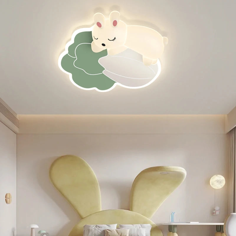 Cartoon Carrot Rabbit Lamps Warm Kids Bedroom Ceiling Light for Baby Girl Boy Childern's Room Lighting 220V Cloud Ceiling Light