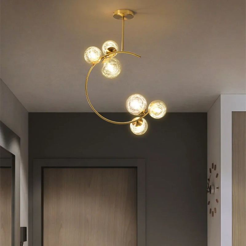 220V 110V Small Chandelier Nordic Round Pendant Light Gold Glass Ball Light for Living Room Dinning Room Kitchen Bedroom