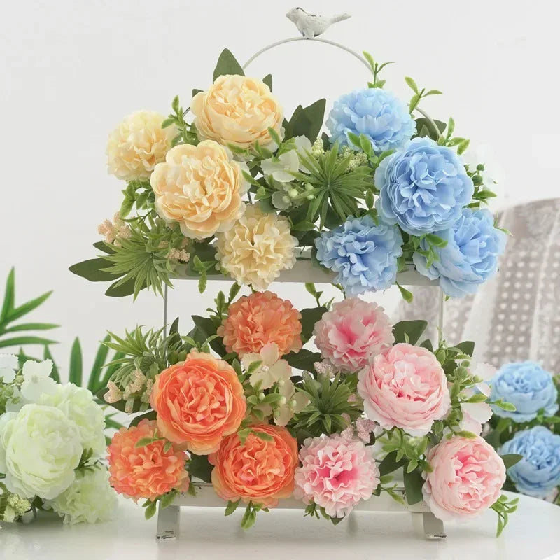 bouquet d'hortensias et pivoines artificiels pour décoration intérieure