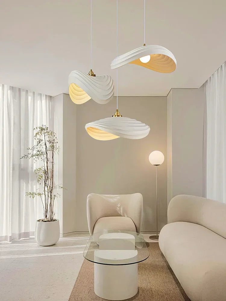 Nordic Minimalist Wabi Sabi Cream Style LED Dining Room Cafe Pendant Light Restaurant Bar Loft Home Decor Lamp Stairs Chandelier