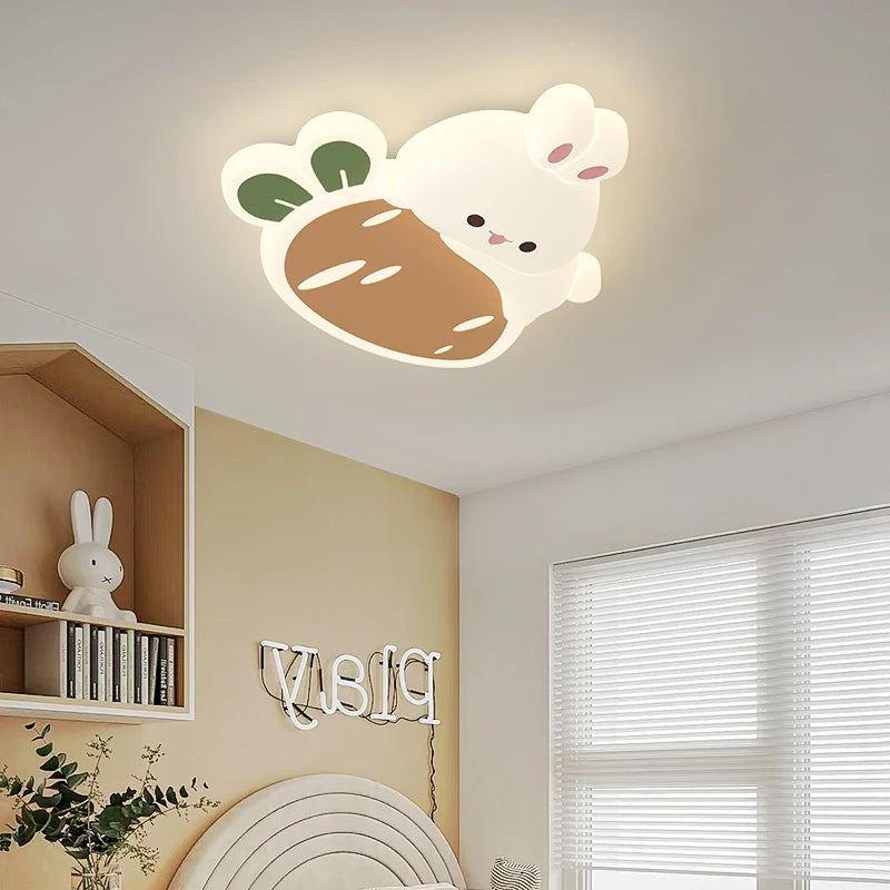 plafonnier lapin aux fraises pour chambre d'enfant décoration lumineuse