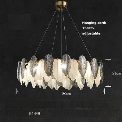 lustre suspendu led art déco en cristal et plumes blanches et grises