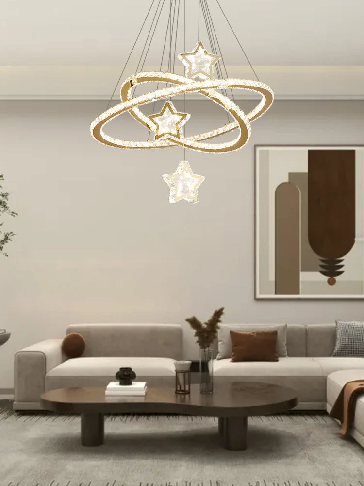 lustre led moderne en cristal pour éclairage intérieur