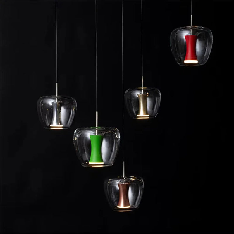 suspension led en verre transparent au design moderne pour décoration intérieure