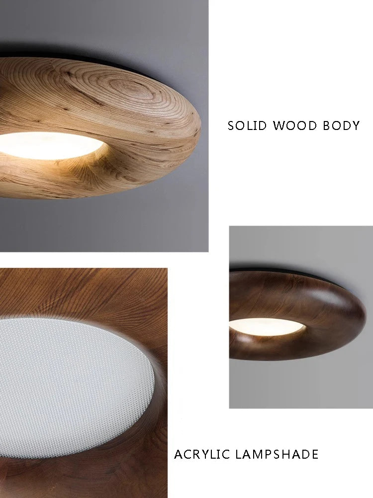 plafonnier led design rétro moderne en bois foncé grand lustre