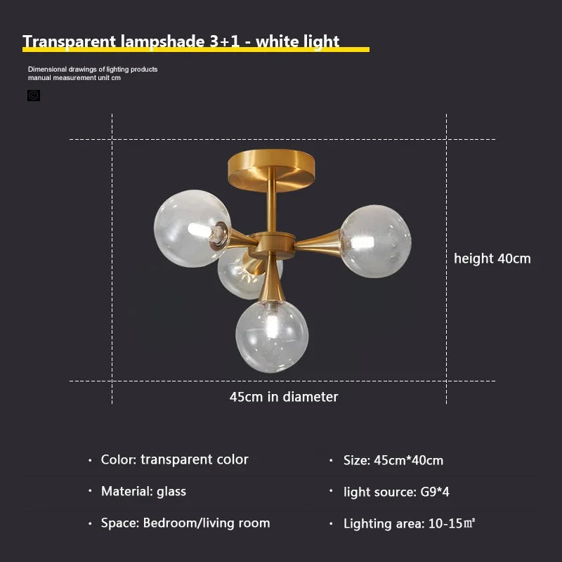 lustre nordique en verre blanc pour éclairage intérieur