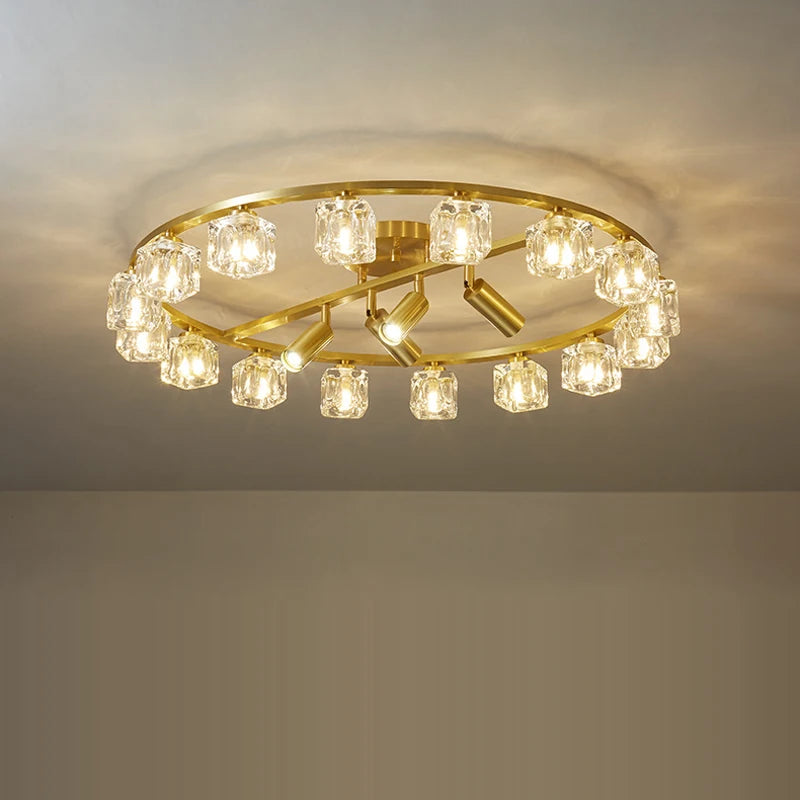 lustre en cuivre et cristal pour décoration moderne 2024