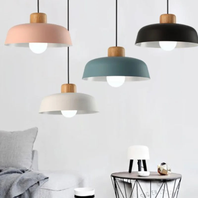 lampe suspendue style nordique macaron led en aluminium décoratif