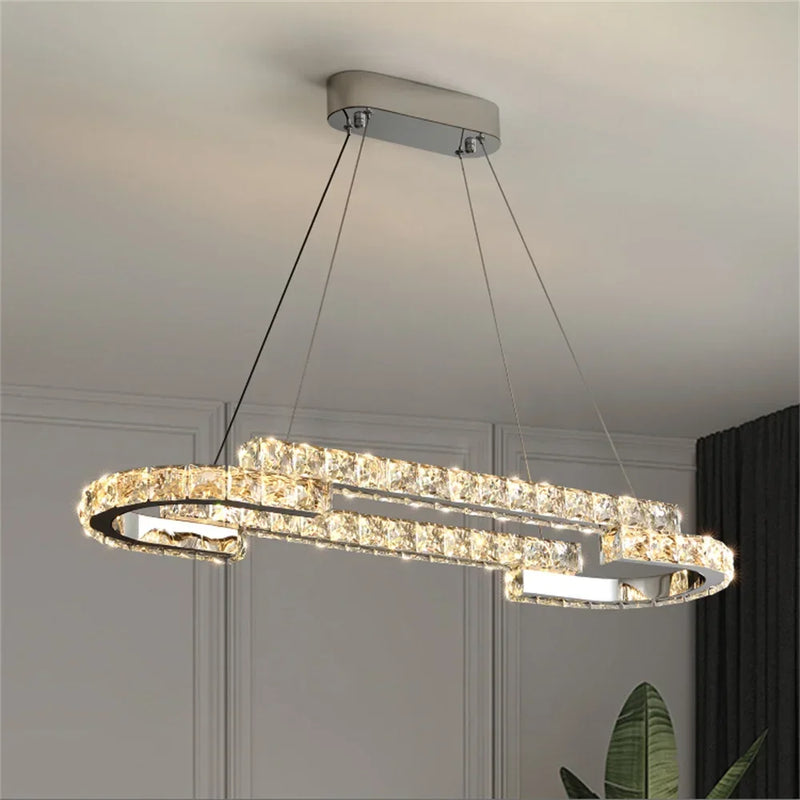 lustre led en cristal design luxe pour décoration intérieure