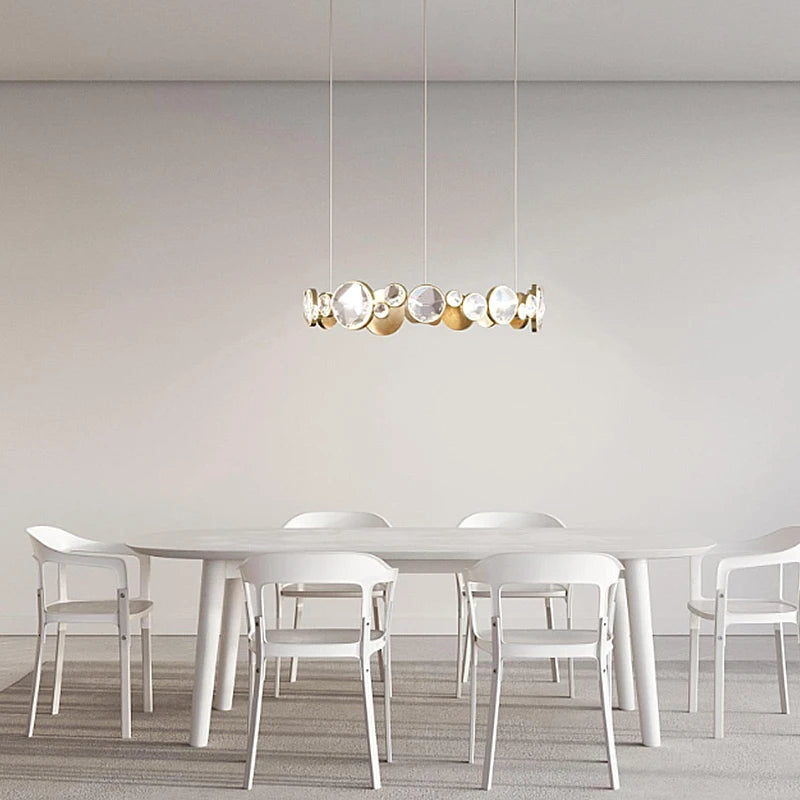 lustre led en cristal doré design nordique de luxe