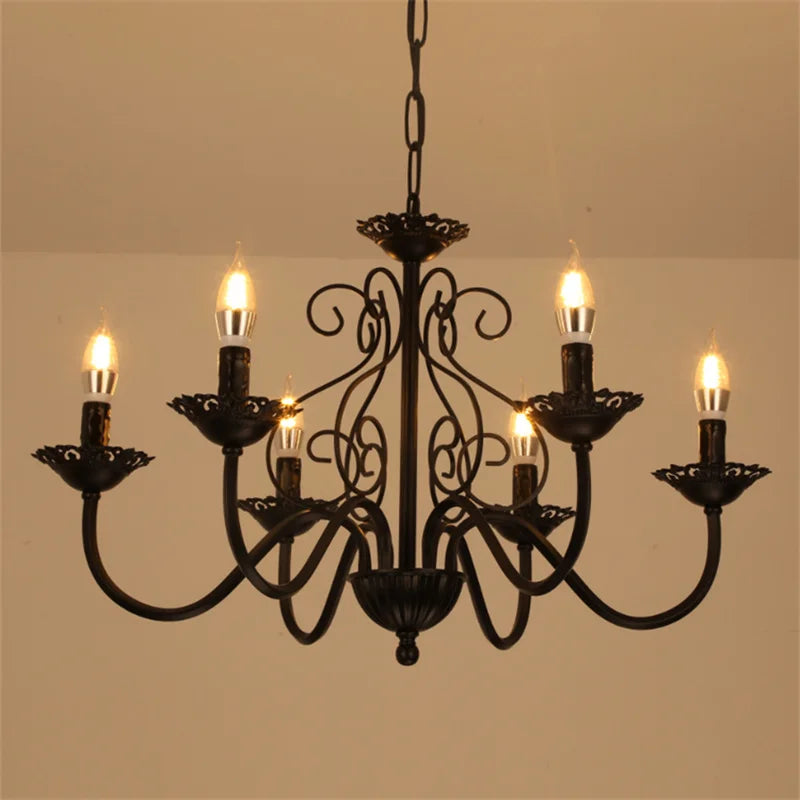 lustre rétro en fer forgé style campagnard américain pour décoration intérieure