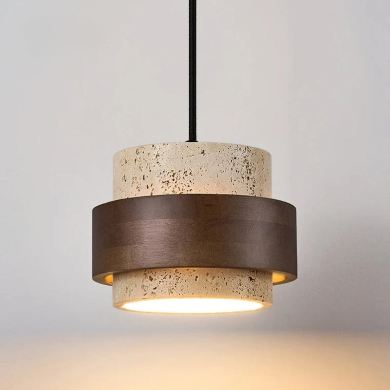 lustre moderne en bois et marbre pour décoration élégante