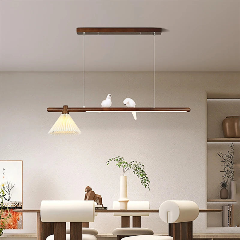 lustre moderne en bois suspension créative pour décoration intérieure