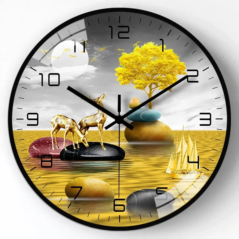 horloge murale en verre design moderne style chinois créatif et muet