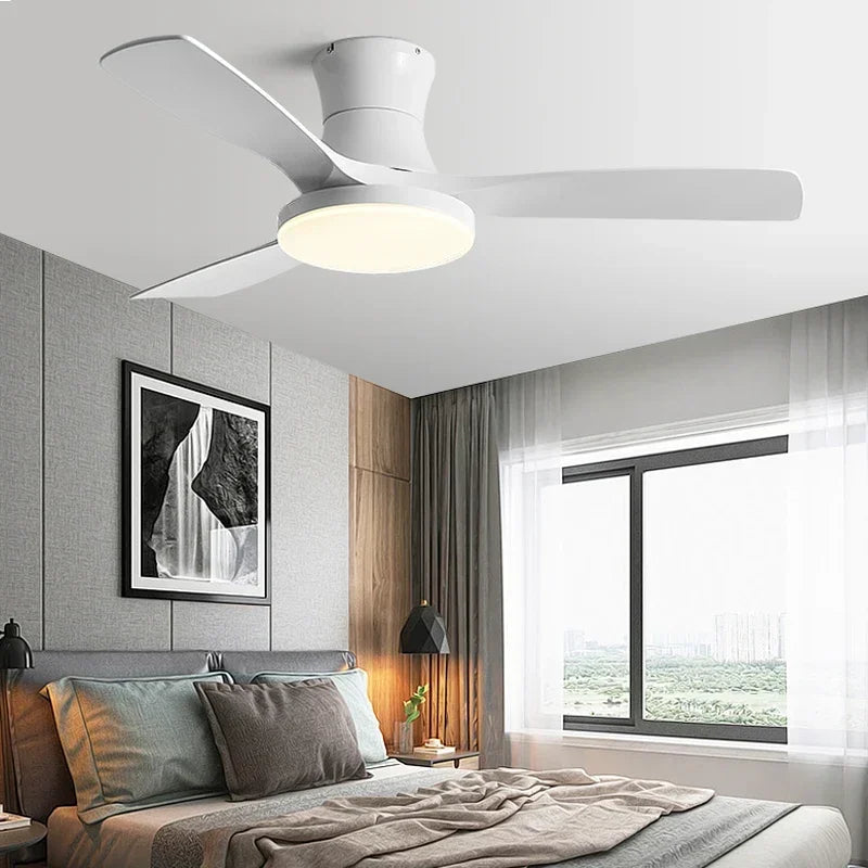 ventilateur de plafond bas avec lumière led et contrôle électrique