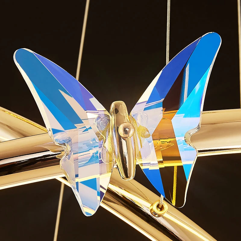 anneau d'or led lampe suspendue papillon pour hôtel boutique bureau