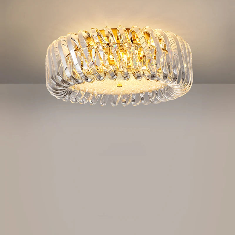 lustre moderne rond à intensité variable led cristal