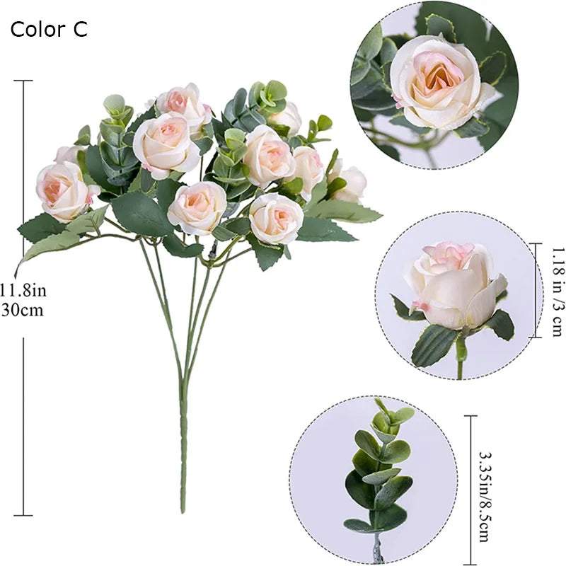 bouquet de roses artificielles avec eucalyptus et pivoine décoratif