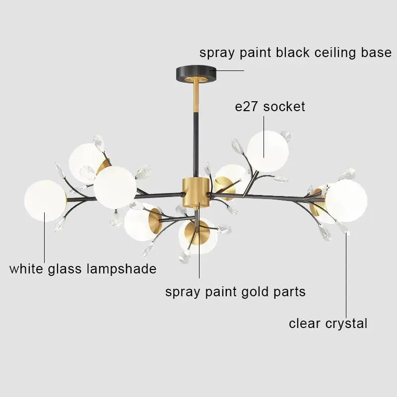 lustre en cristal nordique à led pour décoration intérieure moderne