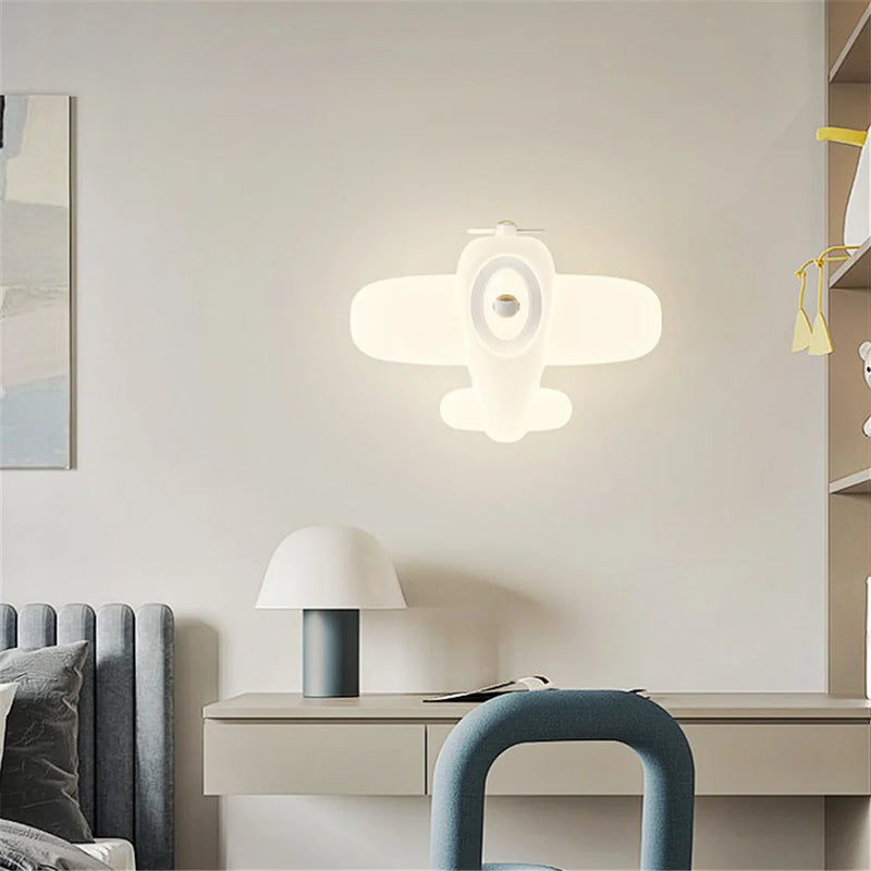 applique murale led en forme d'avion ou d'étoile pour enfants