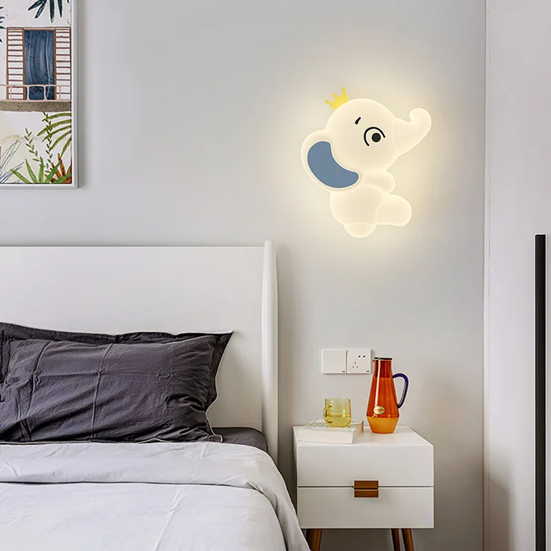 applique murale moderne éléphant pour enfant lumière douce