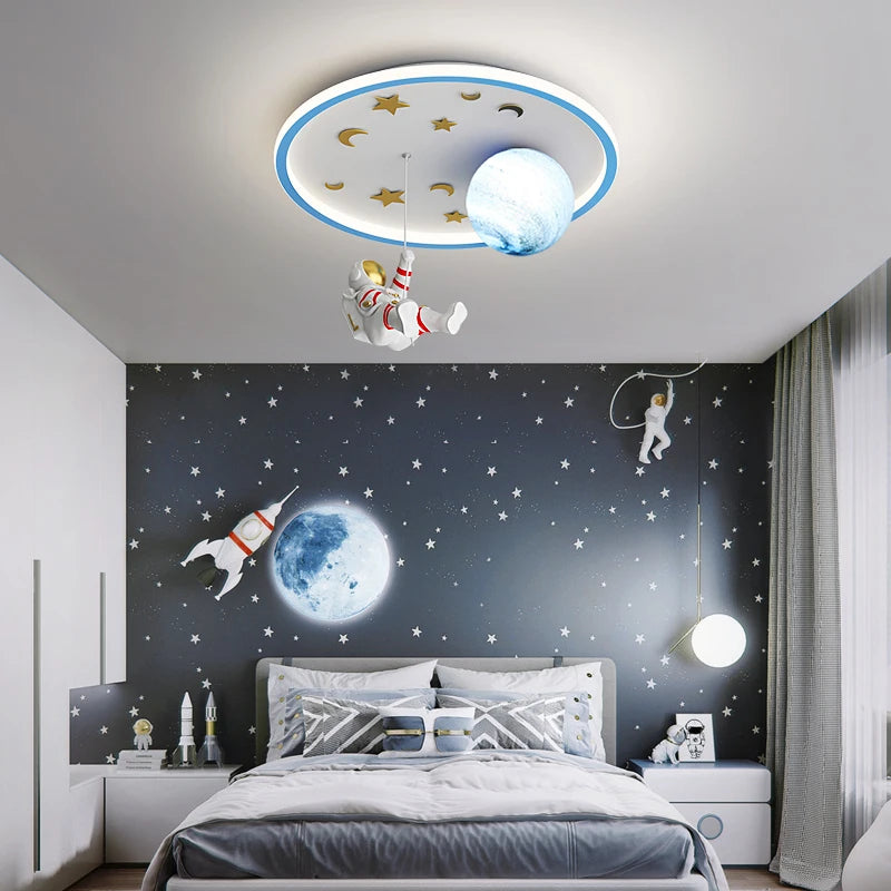 plafonnier led nordique créatif planète astronaute pour enfants